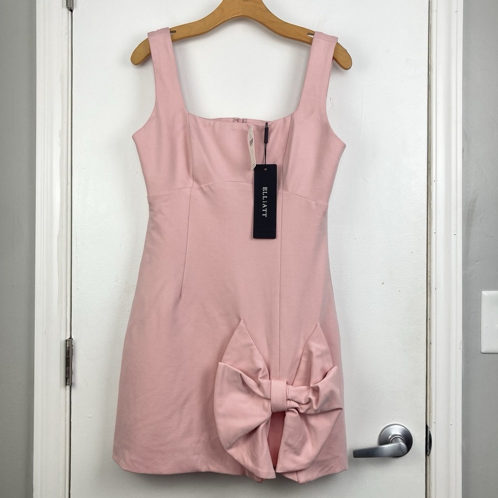 NWT Elliatt Rays Sleeveless Mini Pink Dress Coquette Chic Bow Girlcore Cute sz L - Picture 2 of 11